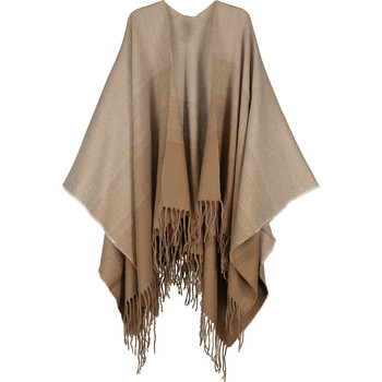 Brown Ombre Fringed Poncho