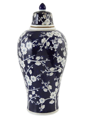 Vase, Dunkelblau mit Blumenprinz