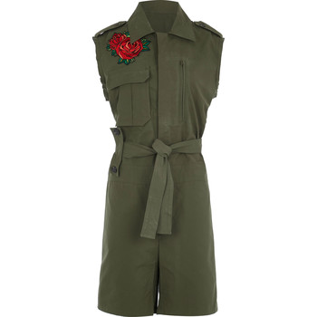 Playsuit, Khaki, Rosenmuster