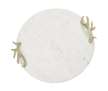 Marble Tray With Gold Deer Antlers