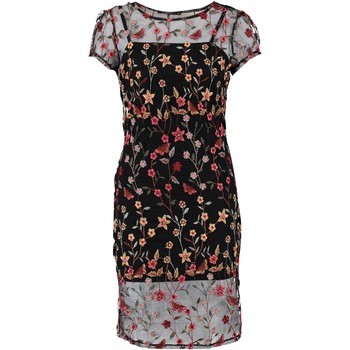 Mini Kleid, Schwarz, Blumenmuster