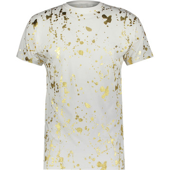 White & Gold Tone Splattered T Shirt
