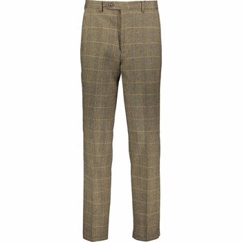 Brown Herringbone Check Tweed Trousers