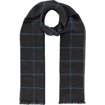 Grey Check Reversible Merino Wool Scarf