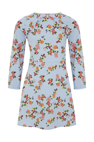Kleid mit Blumen, Blau