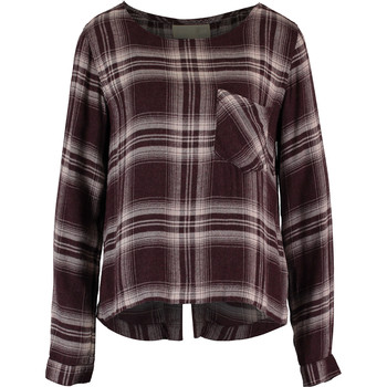 Burgundy Plaid Lace Up Top